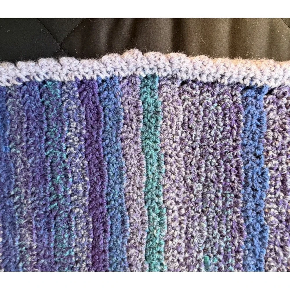 Handmade Crocheted Purple Throw/Blanket 56 x 58